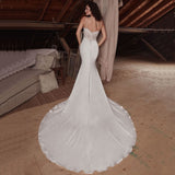 New Spaghetti Straps Wedding Dress Strapless Lace Appliques Sexy Mermaid Bride Gown Zipper Button Vestido De Casamento