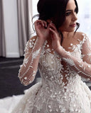 Detachable 2 In 1 Mermaid Wedding Dress Heavy Industry Embroidery Lace Bead 0-neck Full Sleeve Gown Robe De Mariee