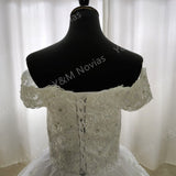 Novias New Off the Shoulder Vestido De Noiva White Ivory Plus Size Wedding Dresses Luxury Lace CRYSTAL Edge For Brides Gowns