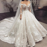 Luxury Wedding Gowns Ivory Women Sexy Sweetheart V-neck Lace Applique Long Sleeve A Series Bridal Dresses Party Robe 2023