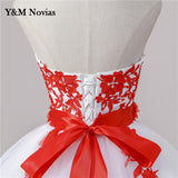 New 5 Colors Fashion Classic Sweet Strapless Quinceanera Dresses Party Prom Dress Lace Embroidery Ball Gown Plus Size