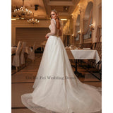 New Sparkling Ladies Sweetheart A-Line Princess Wedding Dress Long Sleeve Glitter Tulle Boho Bridal Dress Vestidos De Novia