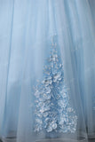 Novias New Fashion Blue Off Shoulder Quinceanera Dresses Sweet Party Prom Dress Luxury Lace 3D Flowers Ball Gown Vestidos