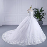 Embroidery Wedding Dress 2023 New Arrival Short Cap Sleeves Sweep Train Lace Wedding Gowns China Vestido De Noiva