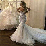Wedding Mermaid Off Shoulder Sleeveless Ladies Boho Fish Elegant Princess Party Bridal Dress with Fluffy Tulle 2023 Vestido