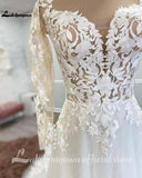 Plus Size Long Sleeves Wedding Dresses For Women Sexy V Neck A Line Bridal Dress Vestido De Novia vestido feminino