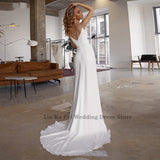 Mermaid Wedding Dress Soft Satin Beach Bridal Dress Sexy V Neck Spaghetti Straps Luxury Beaded Princess Wedding Party Dres