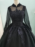 Illusion Sky Blue Quinceanera Dress Floor Length Sweet High Neck For Party Luxury Embroidery Ball Gown Prom Dress Plus Size