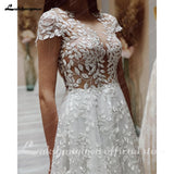 Cape Sleeves Lace Wedding Dress vestidos para eventos especiales A Line Bridal Gowns Vestidos De Novia