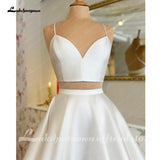 Pieces Civil Bridal Dress Satin Backless Wedding Gowns 2023 Vintage Spaghetti Straps Wedding Dresses Vestido Boda