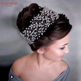 HP446 Bridal Tiaras Crystal Pearl Headband Wedding Headwear Bride Hair Accessories Women Headpiece Pageant Head Jewelry