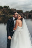 Strapless A-Line Wedding Dresses Sleevesless Party Gowns Sweep Train Bridal Gowns Vestidos De Novia