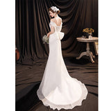 Light Wedding Dress Off The Shoulder Sexy Satin Memaid Wedding Dresses Big Butterfly Decoration Back Vestido De Noiva