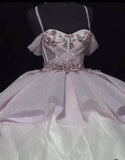 Photo Luxury Sequined Ball Gown Spaghetti Strap Pink Quinceanera Dress Sweet Party Vestidos 15 Anos Vintage Plus Size
