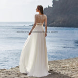 Women's Bohemian Wedding Dresses Elegant V-Neck A-Line Tulle Lace Applique Bridal Gowns Formal Beach Party Robe De Mariée