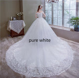 Off the Shoulder Luxury Lace Egde Embroidery 2023 Wedding Dresses Long Train V Neck Elegant Plus size Vestido De Noiva Bride