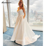 Satin Sweetheart Boho Wedding Dress 2023 Vestidos Civil Pleats Bridal Gown Custom Made trouwjurk Robe de mariee