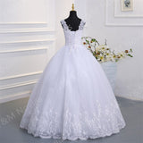 Novias Crystal Bead V neck Beautiful Lace Appliques Wedding Gown Embroidery Ivory Wedding Dress A line