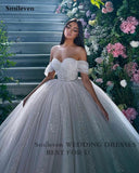Princess Wedding Dress Ball Gowns Glitter Tulle Sweetheart Bride Dresses Robe De Mariee Off The Shoulder Wedding Gowns