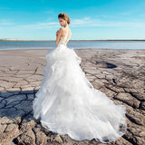Boho A-Series Wedding Dresses 2023 Ladies Sweetheart Backless Bridal Dress Tulle Ruffle Bridal Dress Vestidos De Novia