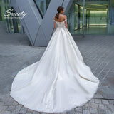 Dress With Crystal Off The Shoulder Tulle With Embroidery Robe Mariée Satin Sweetheart Sleeveless Bride Back Zipper