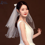 NICEB Short Elbow Length Veils Wedding Accessories Bridal Veils White 60cm Bow Wedding Veils In Stock Hot Selling Fashion