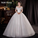 Fashion Classic Lace Applique Plus Size Wedding Dress Embroidery Plears 2023 New Style Sweet Bride Gown Vestidos De Noiva