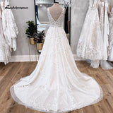 V Neck Floral Lace Bridal Beach Wedding Dresses 2023 Abiti da Sposa Summer Beach A-Line Wedding Gowns
