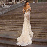Wedding Dress With Embroidered Lace On Net Mermaid Boat Neck Vintage Sleeveless Lace Bride Gowns Backless Vestido De Nov