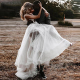 Sexy Backless Wedding Dress For Bride 2023 Illusion V-Neck Bridal Gown Applique Sweep Train A-Line vestidos de novia 925