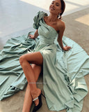 de Novia’s Breathtaking One Shoulder Strapless Floor Length Evening Dresses and Bridal Gowns with Puff Sleeves