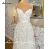 Boho Spaghetti Straps Lace A Line Beach Wedding Dress 2023 Wedding Gown for Bridal Open Back sukienki weselne damskie
