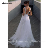 Pluning V Neck Pleat Boho Wedding Dress 2023 Summer Fairy Robe Civil Bridal Gowns Custom Made vestito da sposa
