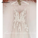 Lace Boho A Line Wedding Gowns Bridal V Neck Appliques 2023 robe de mariée suknia ślubna Spaghetti Straps Backless
