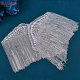 SP48 Tassel Shoulder Patches for Wedding Dress Epaulet Woman Clothing Accessories Handmade Rhinestone Patches Jewelry