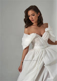 Sale Sweetheart A-Line Wedding Dresses Off the Shoulder Short Sleeves Bridal Gowns Plus Size Robe De Mariée