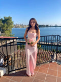 Modest A line Spaghetti Straps Pink Satin 20th Birthday Dress Prom Dress 18th Birthday Outfits Holiday Outfit HZ1214