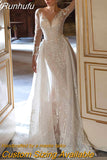 Detachable 2 In 1 Wedding Dress Embroidered Lace On Net With Train O-neck Sleeveless Vintage Bride Gowns Vestido De Novia