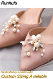 2pcs/lot Removable Bride High Heel Clip Rhinestone Wedding Shoes Buckle Women Decoration Pearls Floral Bead Shoe Clips