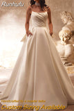 Elegant A-Line Wedding Dresses Spaghetti Straps Bow Corset Back Bridal Gowns Boho Beach Evening Wedding Prom Gowns Plus Size