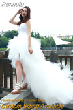 Dress Eleant Feather Strapless Lace Up Princess Luxury Front Short Back Long Wedding Dresses Plus Size