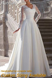 Elegant Long Sleeves Wedding Dress 2023 A-Line For Bride Boho Bride Gown Lace Appliques Zipper Vestidos De Noiva