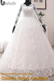 Spring Lace Appliques Wedding Dresses Long Sleeve Vestidos De Novia 2023 White V-Neck Princess Bride Wedding Gowns Plus Size