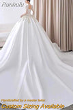 New Sexy Backless Wedding Dresses Long Sleeve Satin V-neck Ball Gown Wedding Gowns Lace Bridal Dress Vestido De Noiva