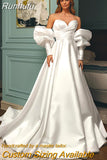 Elegant A-Line Wedding Dresses 2023 Sweetheart Satin Princess Bridal Gowns Boho Beach Evening Wedding Ball Gowns Custom Size