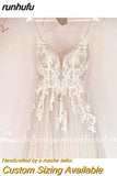 Lace Boho A Line Wedding Gowns Bridal V Neck Appliques 2023 robe de mariée suknia ślubna Spaghetti Straps Backless