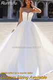 Sweetheart Neck Satin A-Line Wedding Dresses Sleeveless Lace Appliques Bridal Gowns Vestidos De Noiva