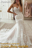 Spaghetti Straps Wedding Dress V-Neck Lace Appliques New Sexy Mermaid Bride Gown Backless Court Train Vestidos De Noiva