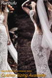 Short Sleeve Lace Sheath Boho Mermaid Wedding Dress V Neck Bohemian Wedding Bride Dress Real Photo Custom Made
