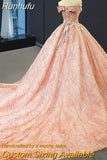 Colorful Lace Wedding Dress Party Prom Dress Shinny Beading Off The Shoulder Ball Gown Wedding Gowns